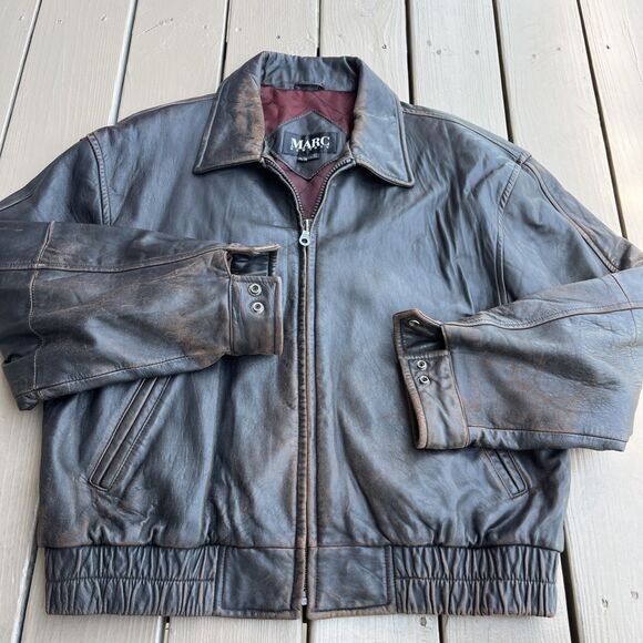Marc New York Other - MARC New York Andrew Marc Vintage 1980's Bomber Leather Jacket Brown Size XL